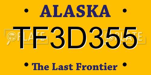 TF3D355 Alaska License Plate