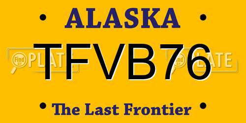 TFVB76 Alaska License Plate