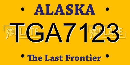 TGA7123 Alaska License Plate