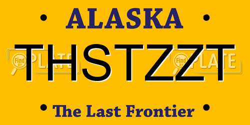 THSTZZT Alaska License Plate