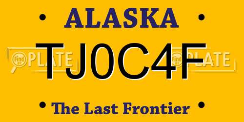 TJ0C4F Alaska License Plate