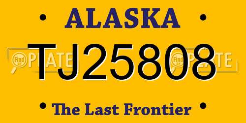 TJ25808 Alaska License Plate