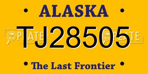 TJ28505 Alaska License Plate