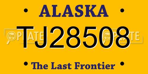 TJ28508 Alaska License Plate