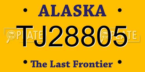 TJ28805 Alaska License Plate