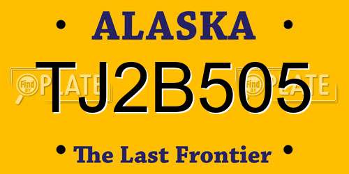TJ2B505 Alaska License Plate