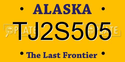 TJ2S505 Alaska License Plate