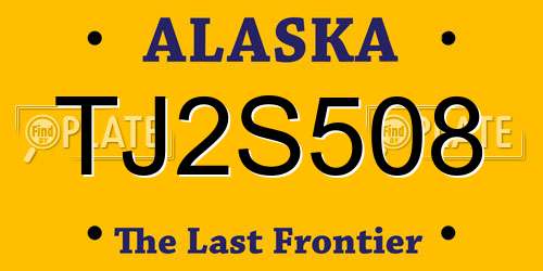 TJ2S508 Alaska License Plate