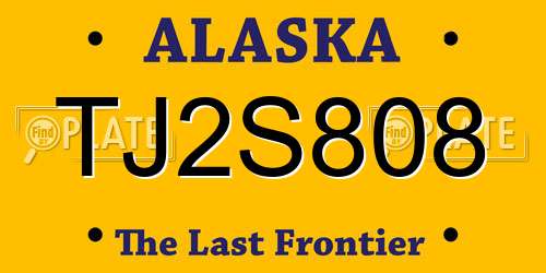 TJ2S808 Alaska License Plate
