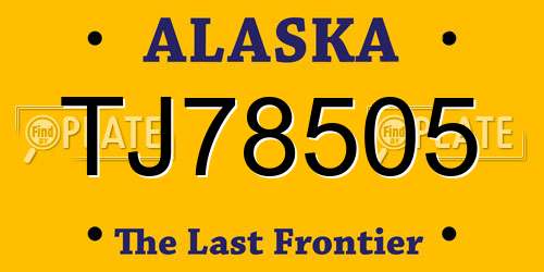 TJ78505 Alaska License Plate