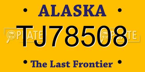 TJ78508 Alaska License Plate