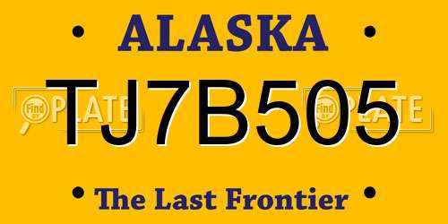 TJ7B505 Alaska License Plate