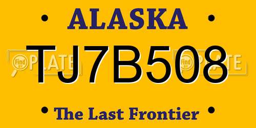 TJ7B508 Alaska License Plate