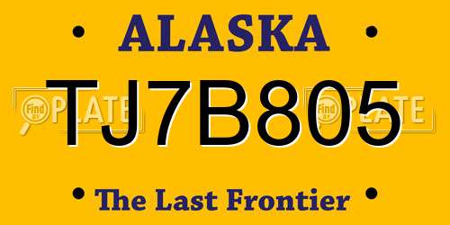 TJ7B805 Alaska License Plate