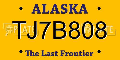 TJ7B808 Alaska License Plate