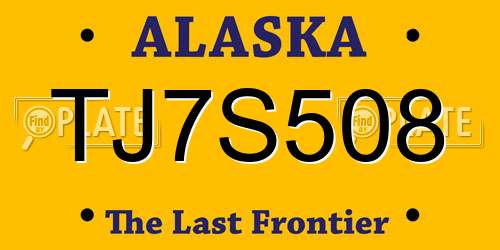 TJ7S508 Alaska License Plate