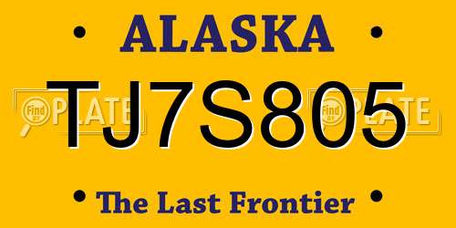 TJ7S805 Alaska License Plate