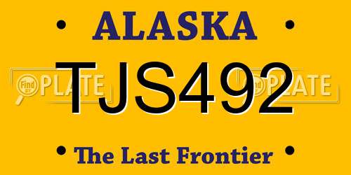 TJS492 Alaska License Plate