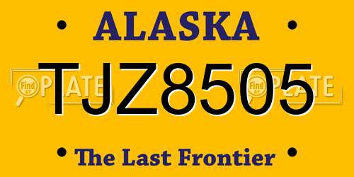 TJZ8505 Alaska License Plate