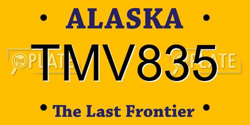 TMV835 Alaska License Plate
