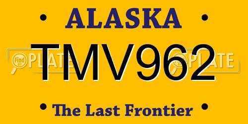 TMV962 Alaska License Plate
