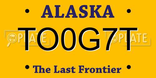 TO0G7T Alaska License Plate