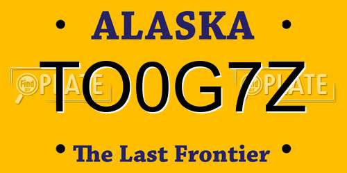 TO0G7Z Alaska License Plate