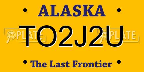 TO2J2U Alaska License Plate