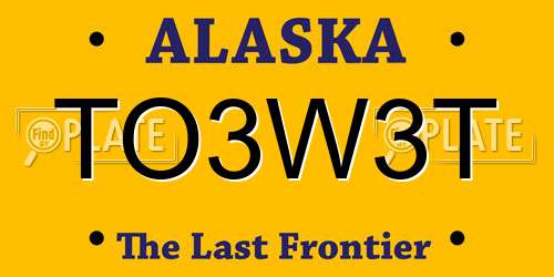 TO3W3T Alaska License Plate