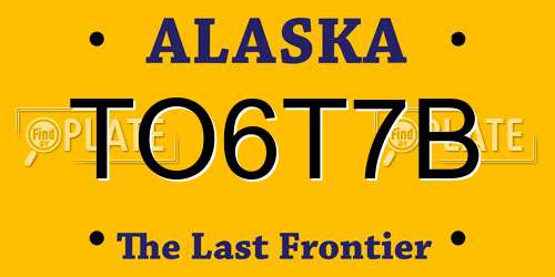 TO6T7B Alaska License Plate