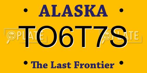 TO6T7S Alaska License Plate