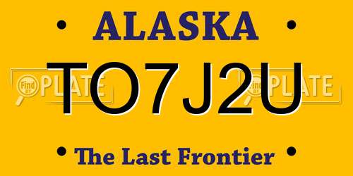 TO7J2U Alaska License Plate