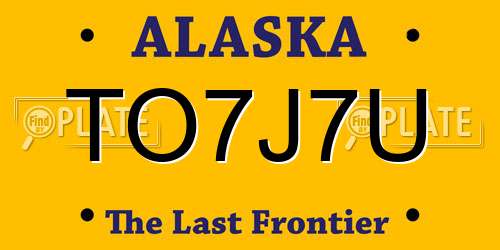 TO7J7U Alaska License Plate