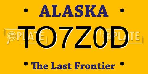 TO7Z0D Alaska License Plate