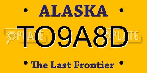 TO9A8D Alaska License Plate