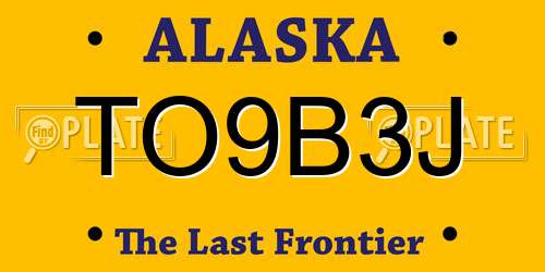 TO9B3J Alaska License Plate