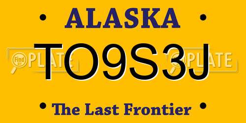 TO9S3J Alaska License Plate