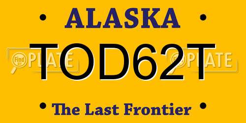 TOD62T Alaska License Plate