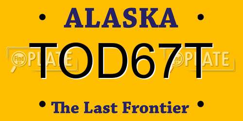TOD67T Alaska License Plate