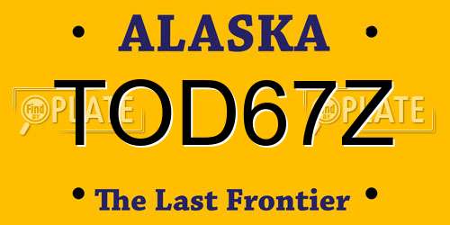 TOD67Z Alaska License Plate