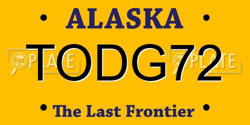 TODG72 Alaska License Plate