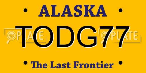 TODG77 Alaska License Plate