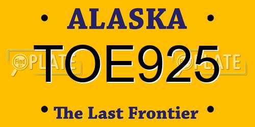 TOE925 Alaska License Plate