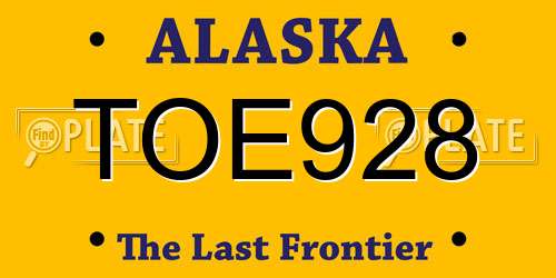 TOE928 Alaska License Plate