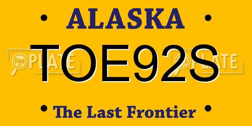 TOE92S Alaska License Plate