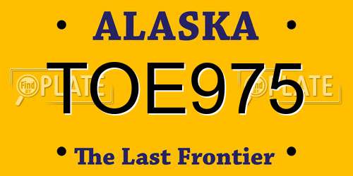 TOE975 Alaska License Plate