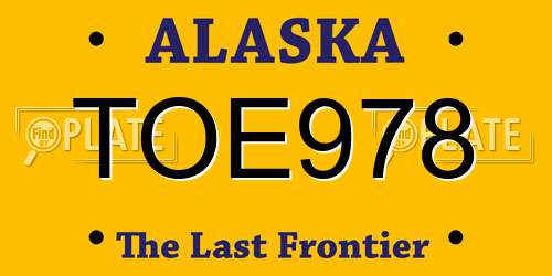 TOE978 Alaska License Plate