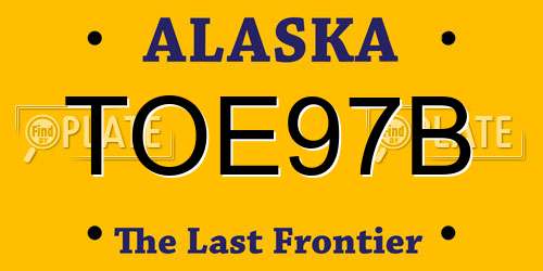 TOE97B Alaska License Plate