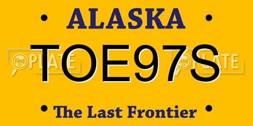 TOE97S Alaska License Plate