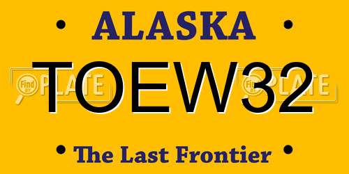 TOEW32 Alaska License Plate